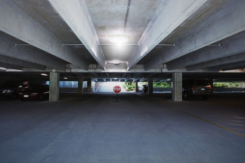 Round LED Parking Garage Canopy Light - Selectable Wattage & 3CCT - 100W/75W/50W/30W - 3000K/4000K/5000K - White & Bronze Finish