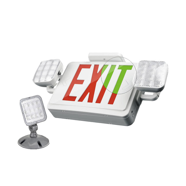 Remote Capable Indoor Emergency Exit Combo - Red/Green Letters - Dual Heads With Dual Battery