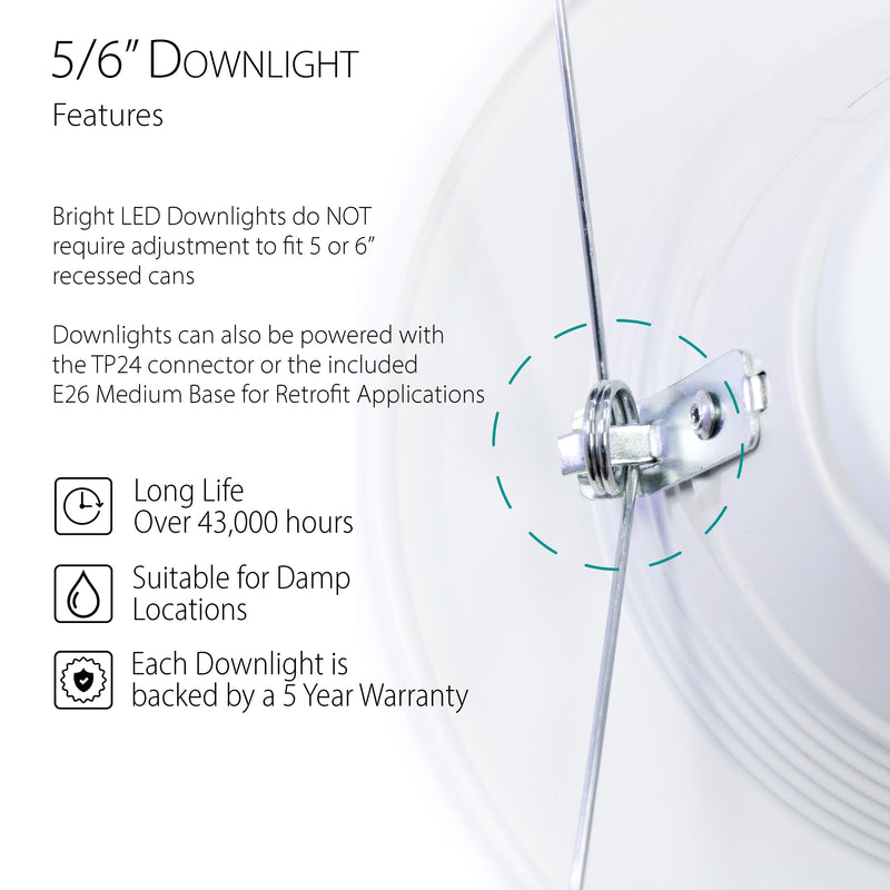 Shine LED 5/6" 15W Retrofit Recessed Downlight Baffle Trim - 1000 Lumens