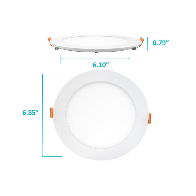 3BRIX 6 Inch 15W Slim Round Ultra Thin Recessed Downlight - 5CCT (27/30/35/40/50K)- 1200 lumens