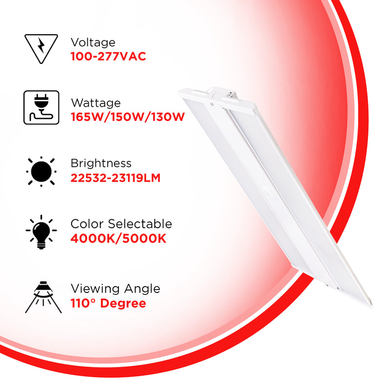 165W 2FT LED Linear High Bay - 23100LMS - CCT Selectable (40/50K) DLC-UL Listed