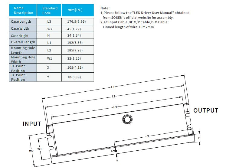 SOSEN SS-160NH-E260BH LED Driver - 160W - Dimmable