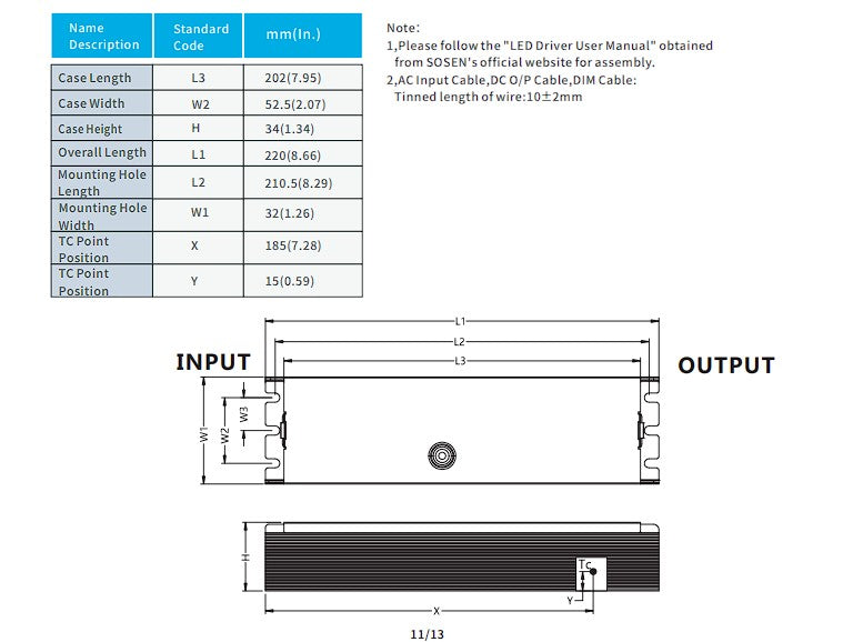 SOSEN SS-240NS-260BH LED Driver - 240W - Dimmable