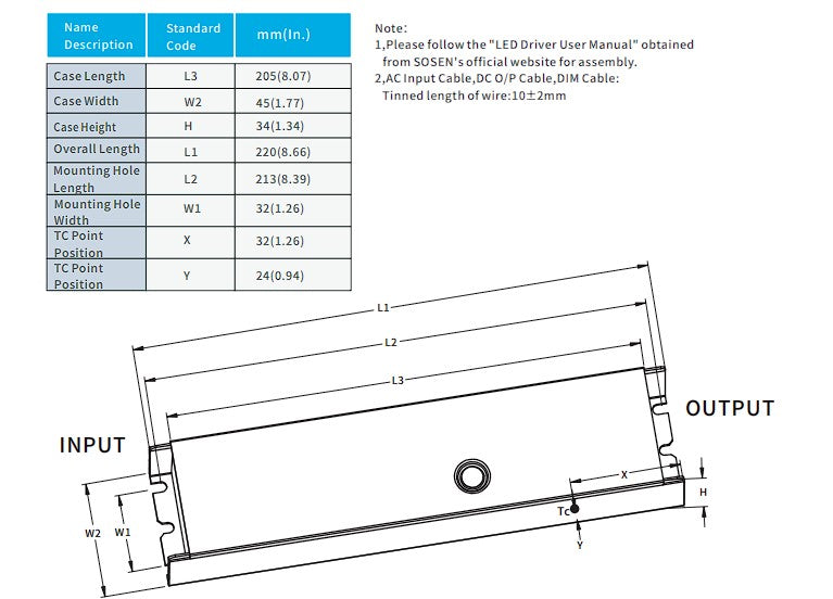 SOSEN SS-240NH-E260BH LED Driver - 240W - Dimmable