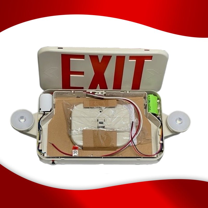 Slim Exit Emergency Combo with Backup Battery - Red Letters