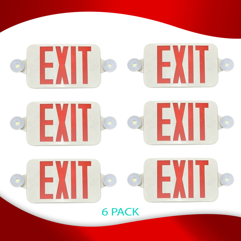 Slim Exit Emergency Combo with Backup Battery - Red Letters