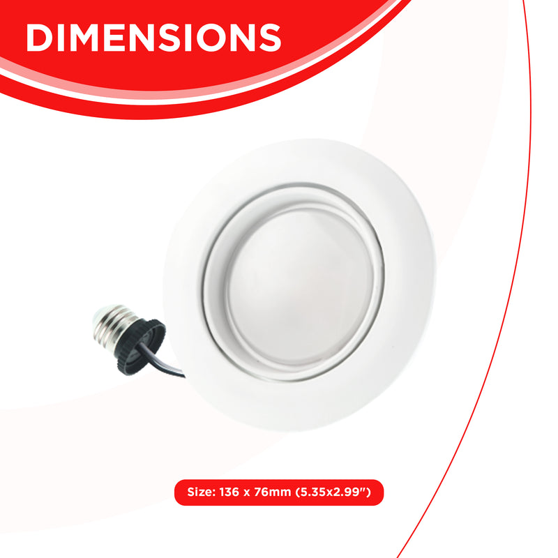 4" 10W Gimbal Retrofit Recessed Downlight - Eyeball Adjustable Spotlight - 740 lumens