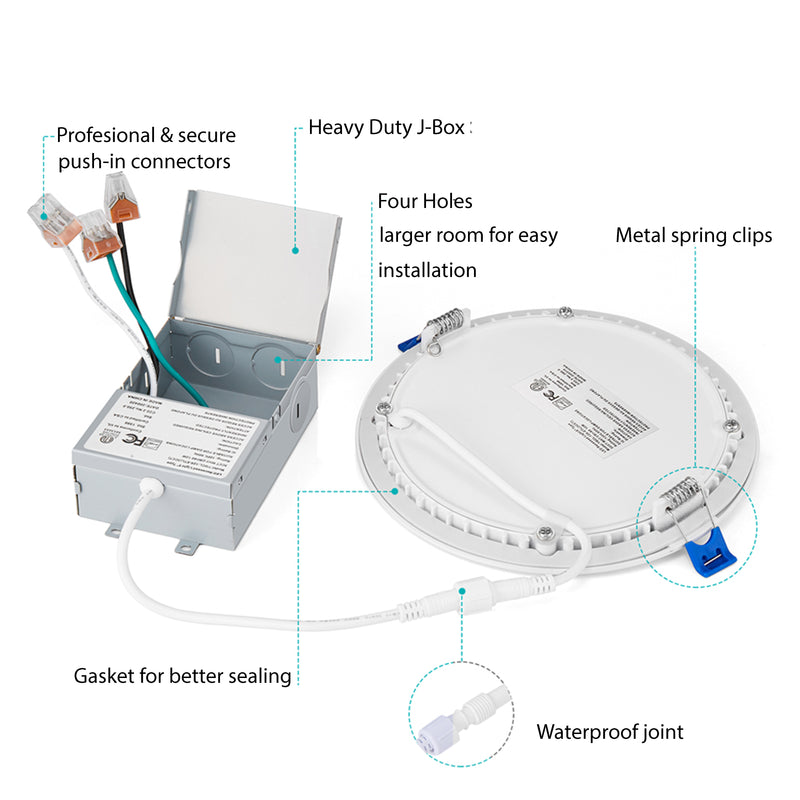 6 inch slim led deals downlight with junction box