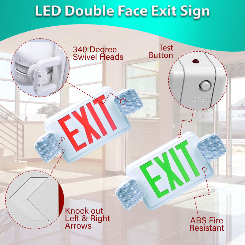 Indoor Emergency Exit Combo - Bi-Colors - Dual Heads