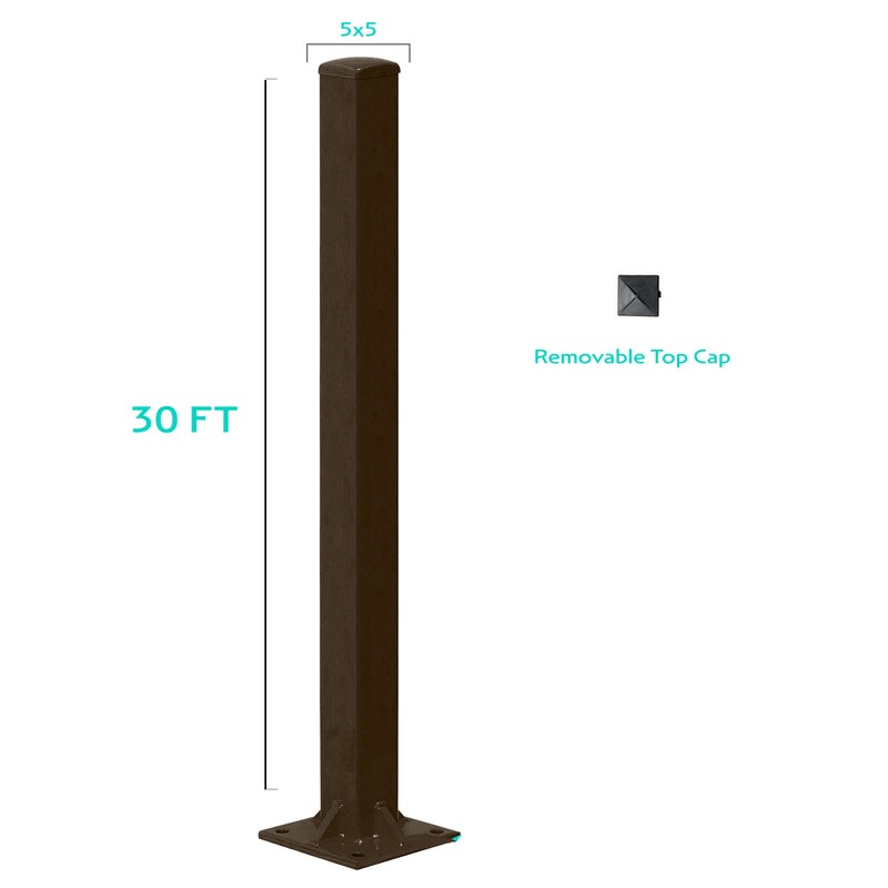 30 Foot Steel 5x5 Square Light Pole 07 Gauge - Including Shipping