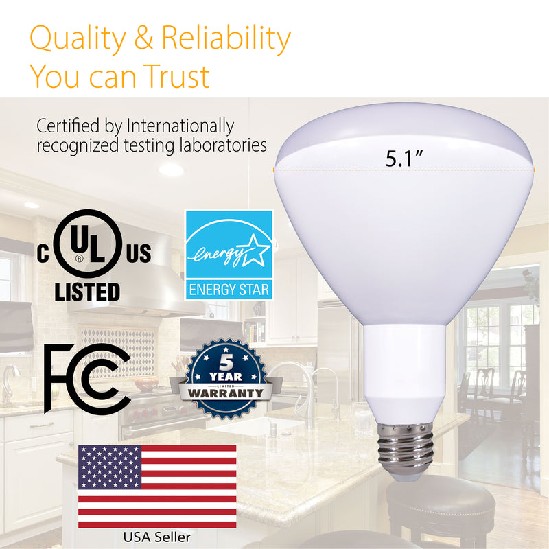 BR40 15W LED Dimmable Bulb - 1300 Lumens - 100W Equivalent - Indoor Flood Light Bulb